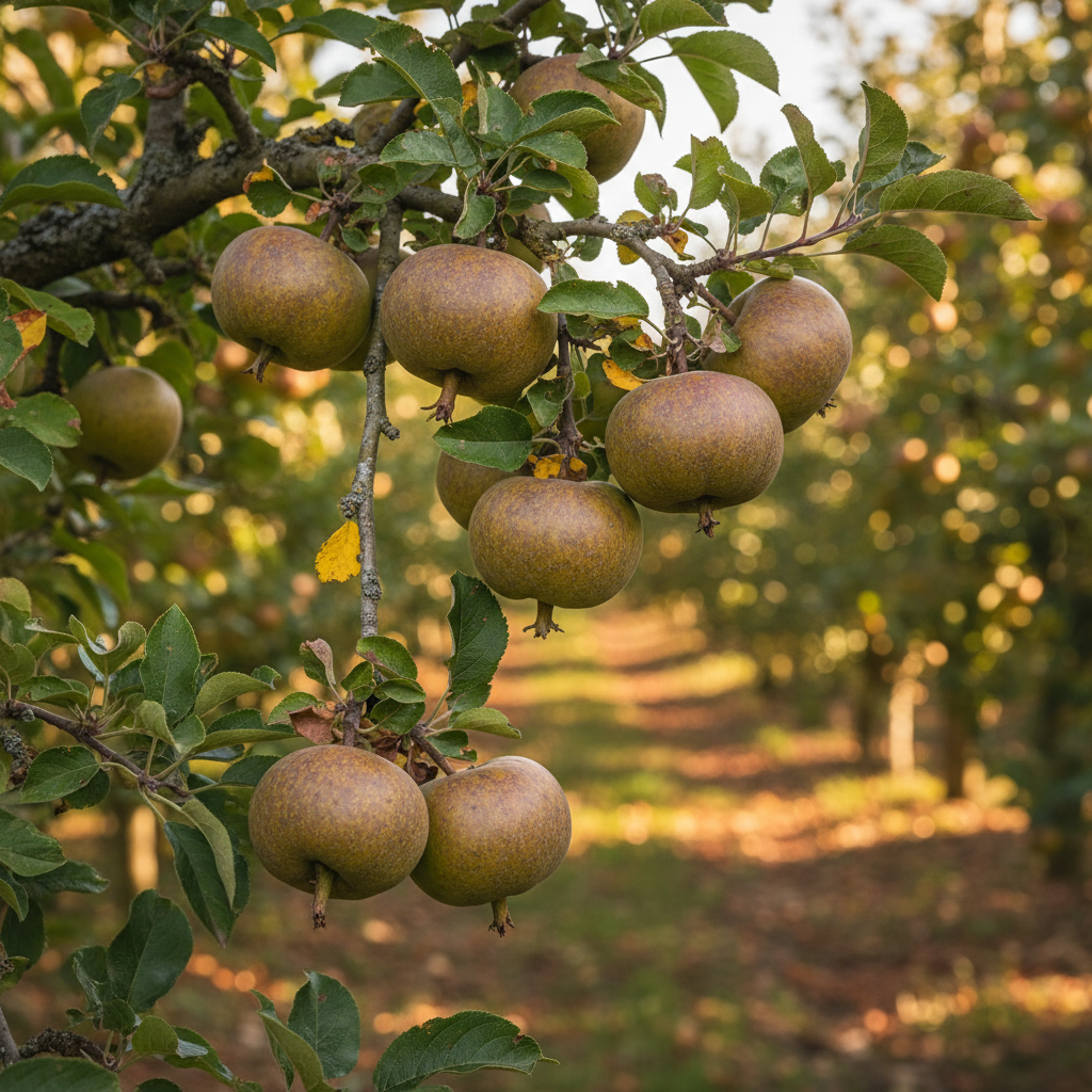 Pommes Court Pendu Gris sur la branche